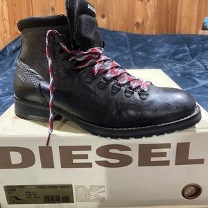Diesel Still Trek boots black distressed leather